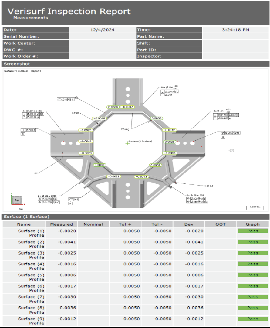 Verisurf inspection report
